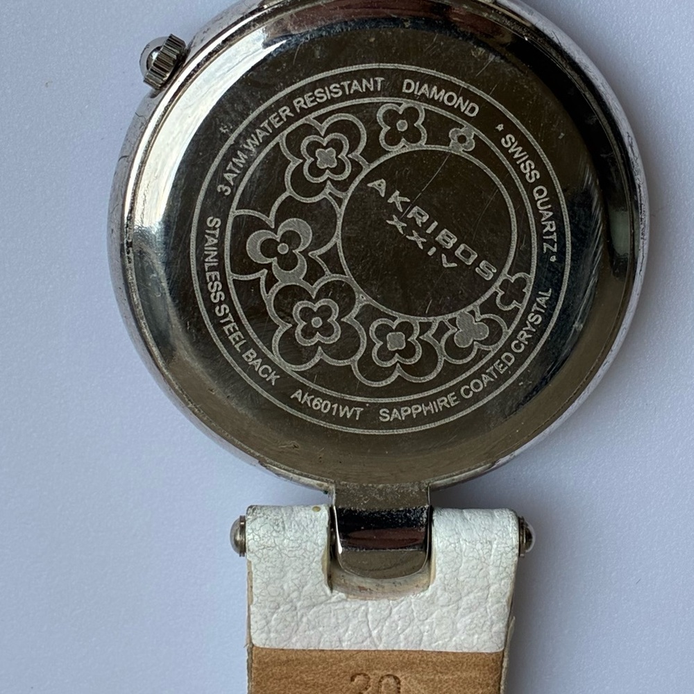 Akribos XXIV Silver Floral Diamond Watch - Picture 4 of 5